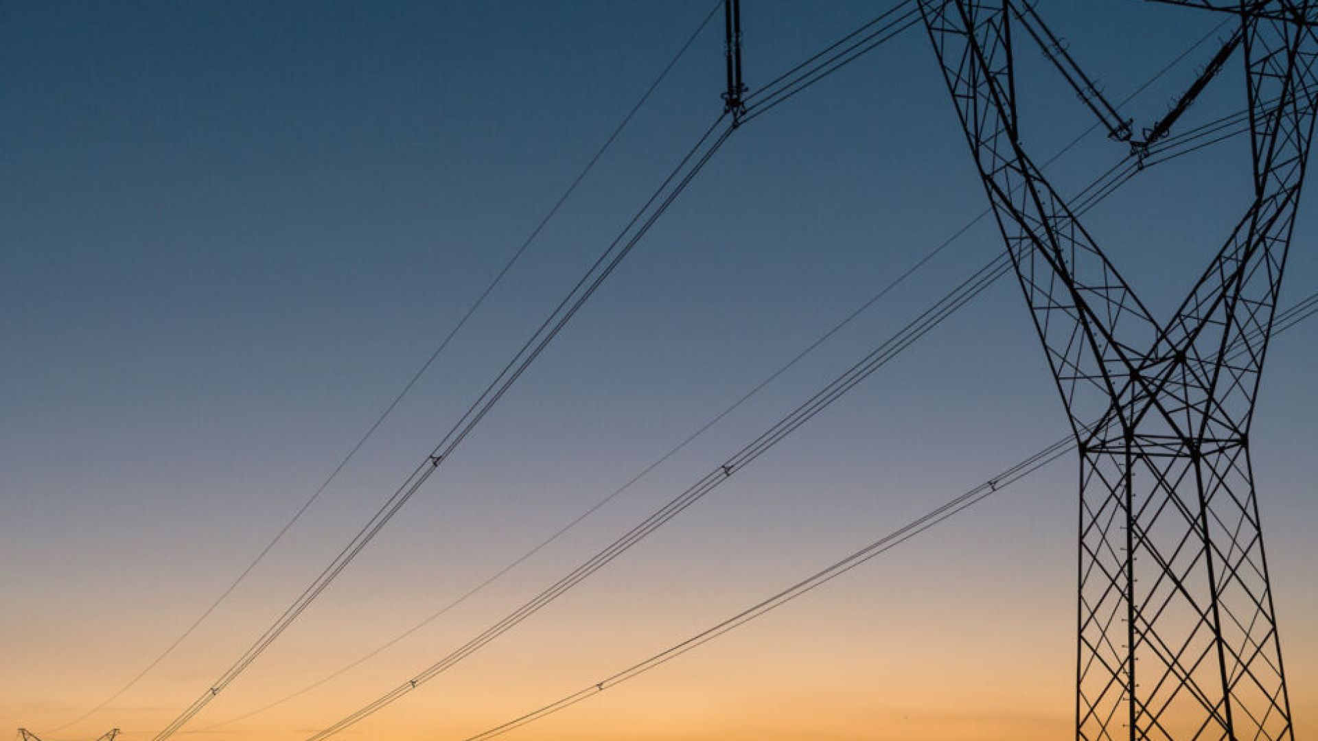transmission lines at sunset